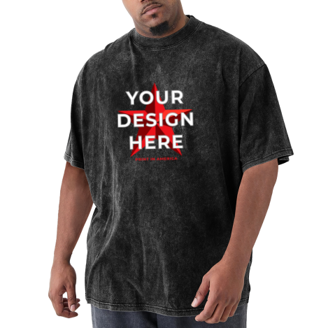 Custom Men's Washed T-Shirt – Front Print, 10 Colors