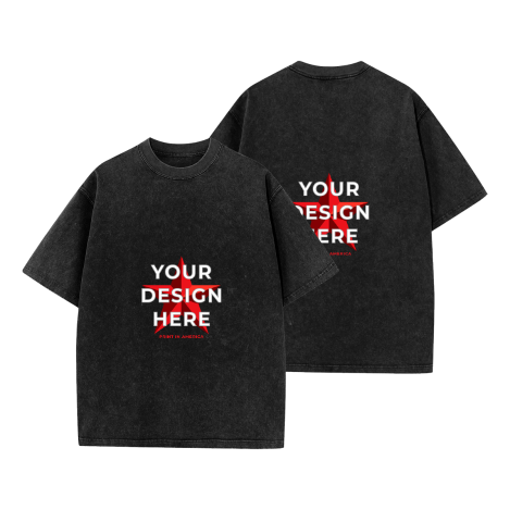 Custom Men's Washed T-Shirt – Front & Back Print, 10 Colors
