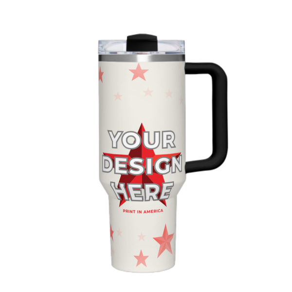 Personalized 40 oz Car Tumbler with Handle – Black