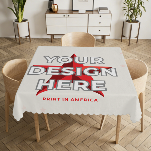 Custom Lace-Trim Tablecloth – Square, Polyester