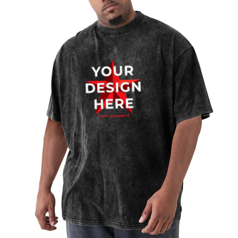 Custom Men's Washed T-Shirt – Front Print, 230g, 8 Colors
