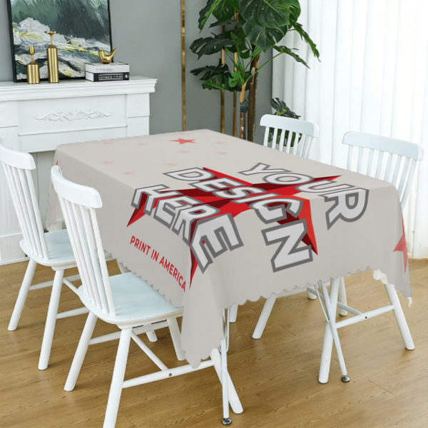 Custom Lace-Trim Tablecloth – 54×72 in, Polyester