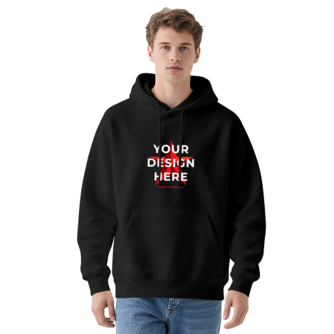 Custom Men's Hoodie – Front Print, 280g Poly-Cotton