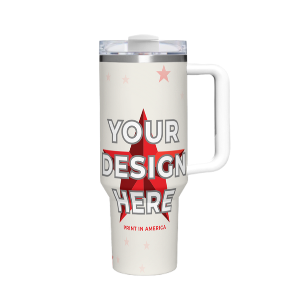 Personalized 40 oz Car Tumbler with Handle – White