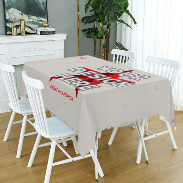 Custom Lace-Trim Tablecloth – 60×90 in, Polyester
