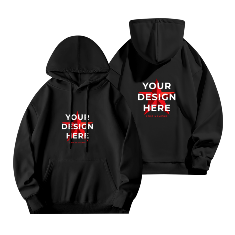 Custom Men's Hoodie – Front & Back Print, 280g Poly-Cotton