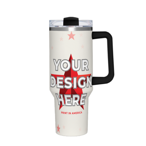 Personalized 40 oz Car Tumbler with Color Handle